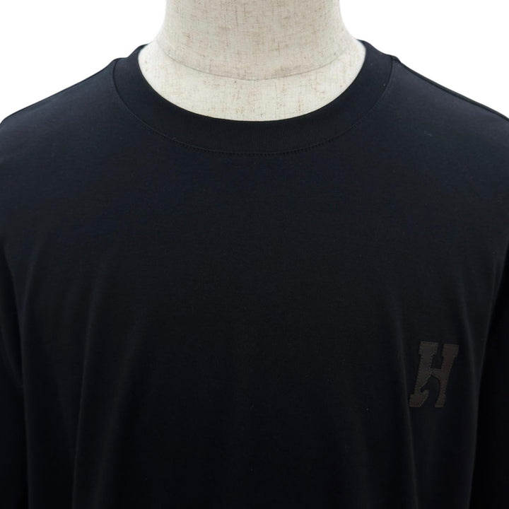 極美品●HERMES エルメス 26SS H657800HA コットン100% アッシュヴァル クルーネック 半袖Ｔシャツ ブラック L イタリア製 正規品 メンズ