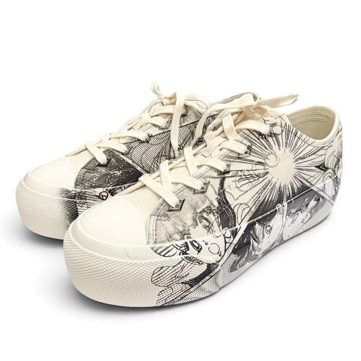 未使用品△JIMMY CHOO ジミーチュウ キャンバス 美少女戦士セーラームーン セーラー戦士 パルマ マキシ スニーカー アイボリー ク 38.5