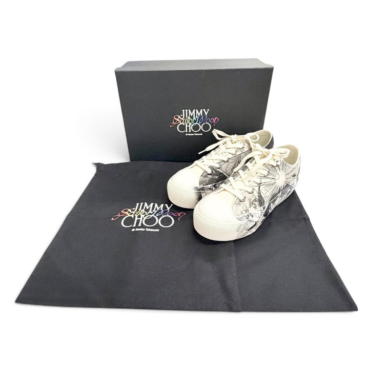 未使用品△JIMMY CHOO ジミーチュウ キャンバス 美少女戦士セーラームーン セーラー戦士 パルマ マキシ スニーカー アイボリー ク 38.5