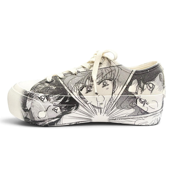未使用品△JIMMY CHOO ジミーチュウ キャンバス 美少女戦士セーラームーン セーラー戦士 パルマ マキシ スニーカー アイボリー ク 38.5