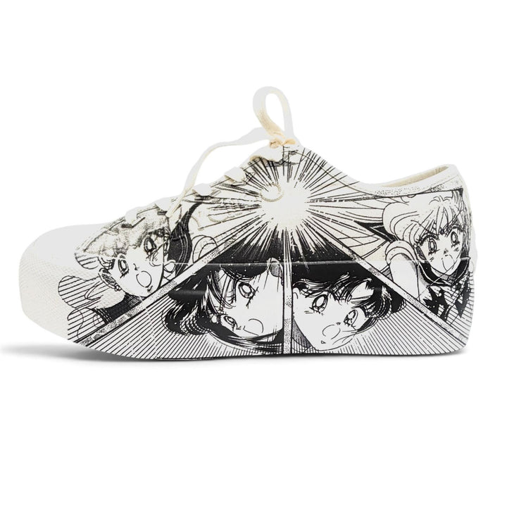 未使用品△JIMMY CHOO ジミーチュウ キャンバス 美少女戦士セーラームーン セーラー戦士 パルマ マキシ スニーカー アイボリー ク 38.5