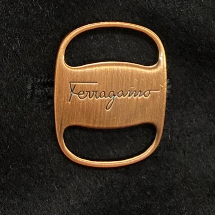 美品★Salvatore Ferragamo サルヴァトーレフェラガモ キャメル100％ ヴァラボタン スタンドカラー ロング コート ブラック 40 正規品