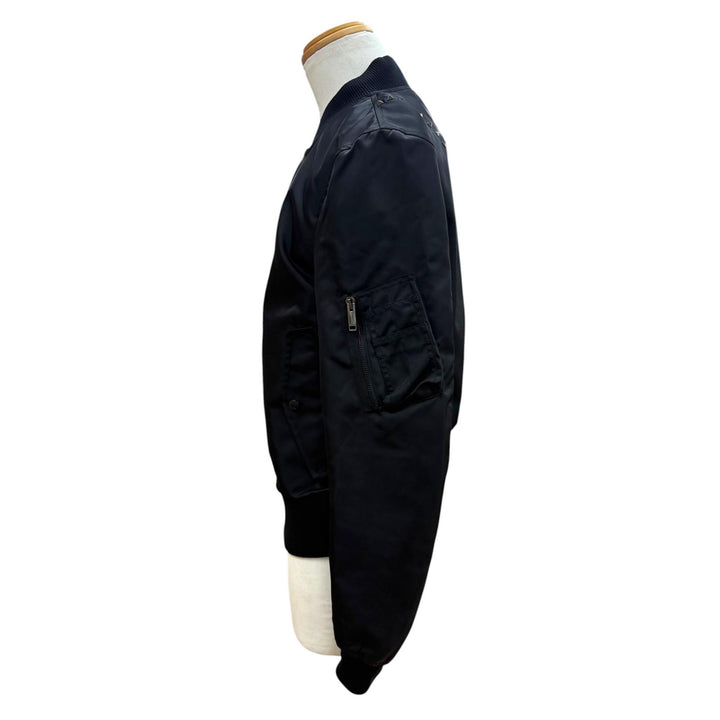 美品▼VALENTINO ヴァレンティノ MV3CI1602KP ロックスタッズ ZIPUP ブルゾン ボンバージャケット ブラック 46 イタリア製 正規品 メンズ