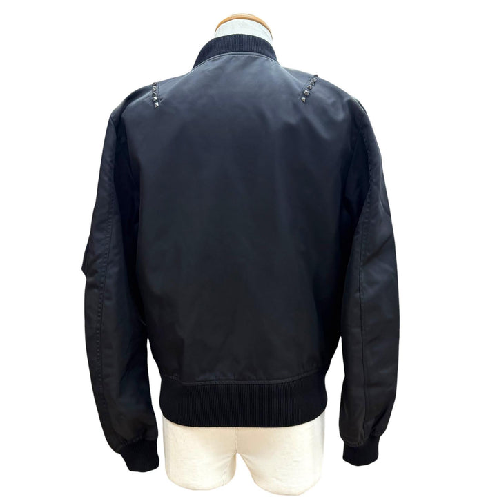 美品▼VALENTINO ヴァレンティノ MV3CI1602KP ロックスタッズ ZIPUP ブルゾン ボンバージャケット ブラック 46 イタリア製 正規品 メンズ