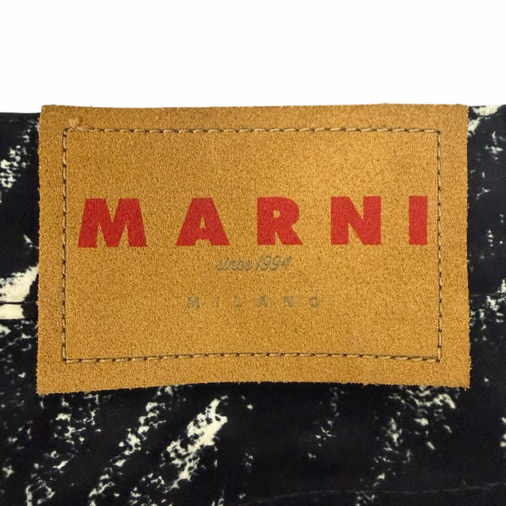 極美品□MARNI マルニ 24AW PUJU0021A0 Crayon Flocked Velvet Straight Pants ベルベットパンツ 黒 ホワイト 31 イタリア製 正規品