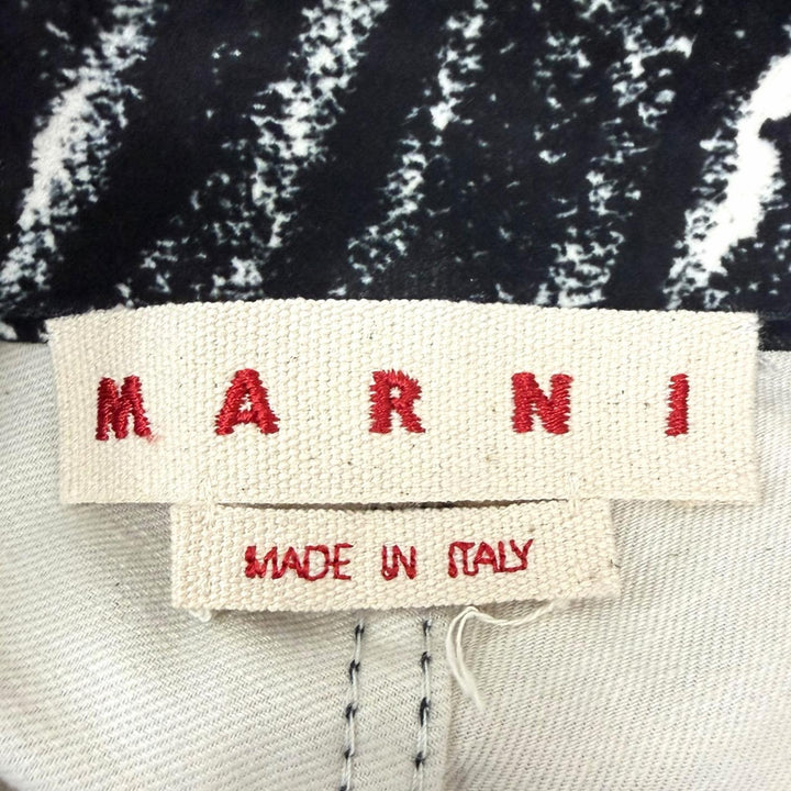 極美品□MARNI マルニ 24AW PUJU0021A0 Crayon Flocked Velvet Straight Pants ベルベットパンツ 黒 ホワイト 31 イタリア製 正規品
