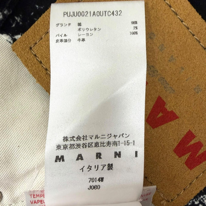 極美品□MARNI マルニ 24AW PUJU0021A0 Crayon Flocked Velvet Straight Pants ベルベットパンツ 黒 ホワイト 31 イタリア製 正規品