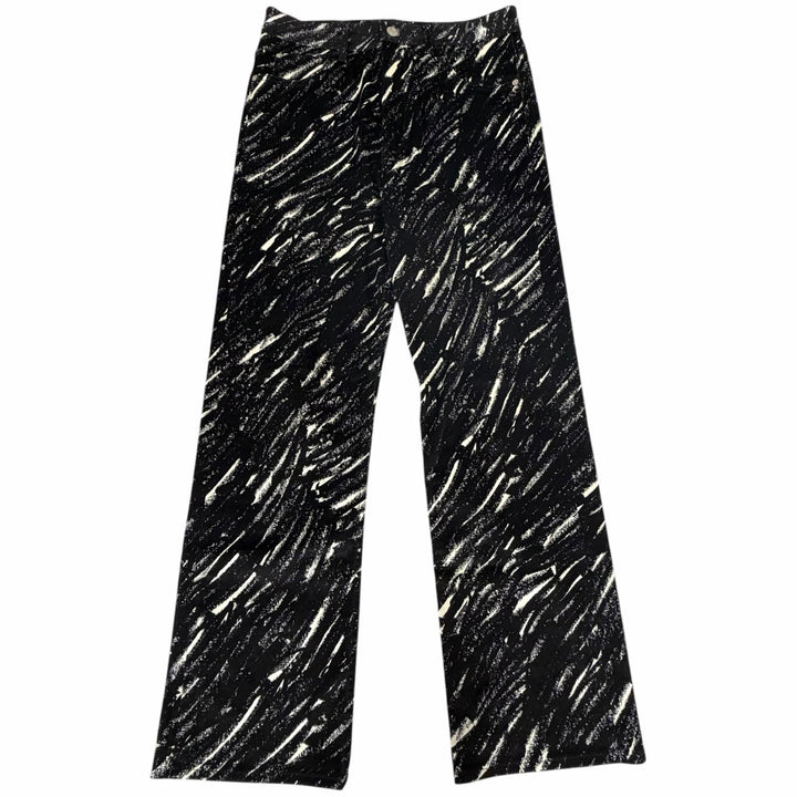 極美品□MARNI マルニ 24AW PUJU0021A0 Crayon Flocked Velvet Straight Pants ベルベットパンツ 黒 ホワイト 31 イタリア製 正規品