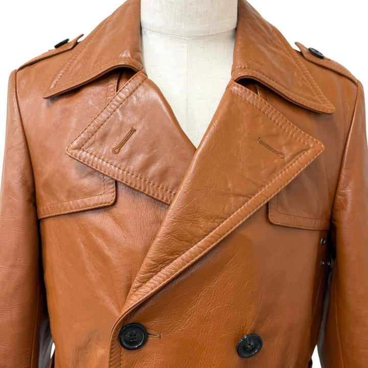 極美品□Maison Margiela 10 メゾンマルジェラ10 S50AH0047 牛革 REPLICA ダブルブレスト トレンチコート ブラウン 46 イタリア製 正規品