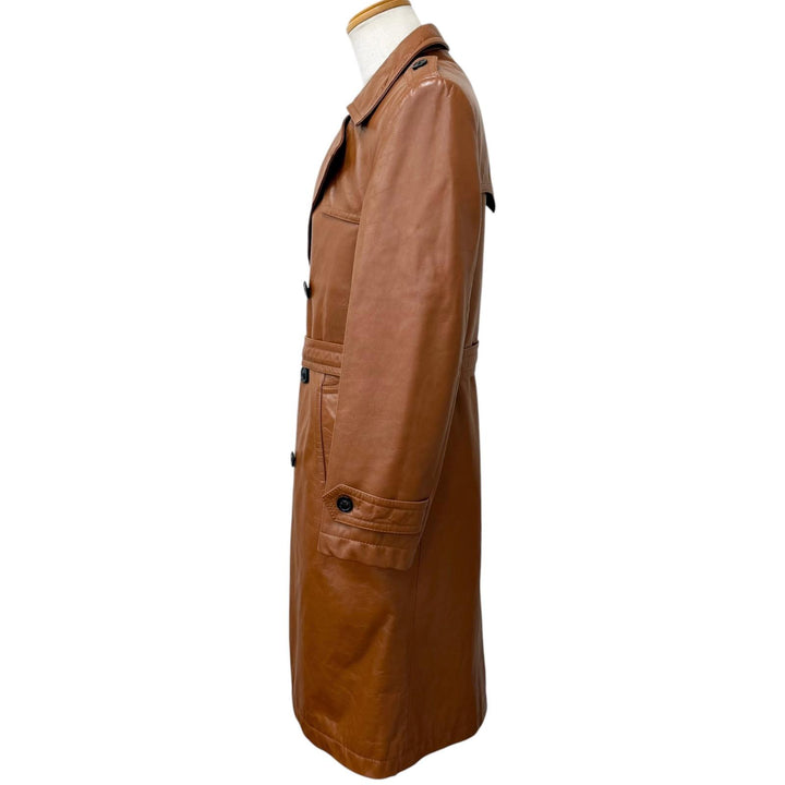 極美品□Maison Margiela 10 メゾンマルジェラ10 S50AH0047 牛革 REPLICA ダブルブレスト トレンチコート ブラウン 46 イタリア製 正規品