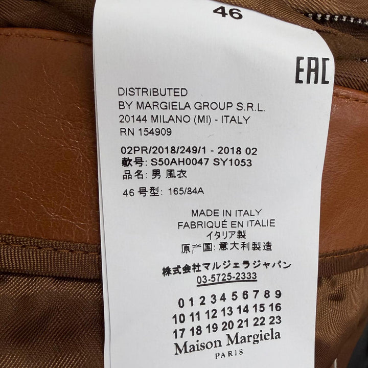 極美品□Maison Margiela 10 メゾンマルジェラ10 S50AH0047 牛革 REPLICA ダブルブレスト トレンチコート ブラウン 46 イタリア製 正規品