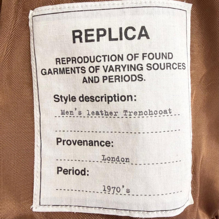 極美品□Maison Margiela 10 メゾンマルジェラ10 S50AH0047 牛革 REPLICA ダブルブレスト トレンチコート ブラウン 46 イタリア製 正規品