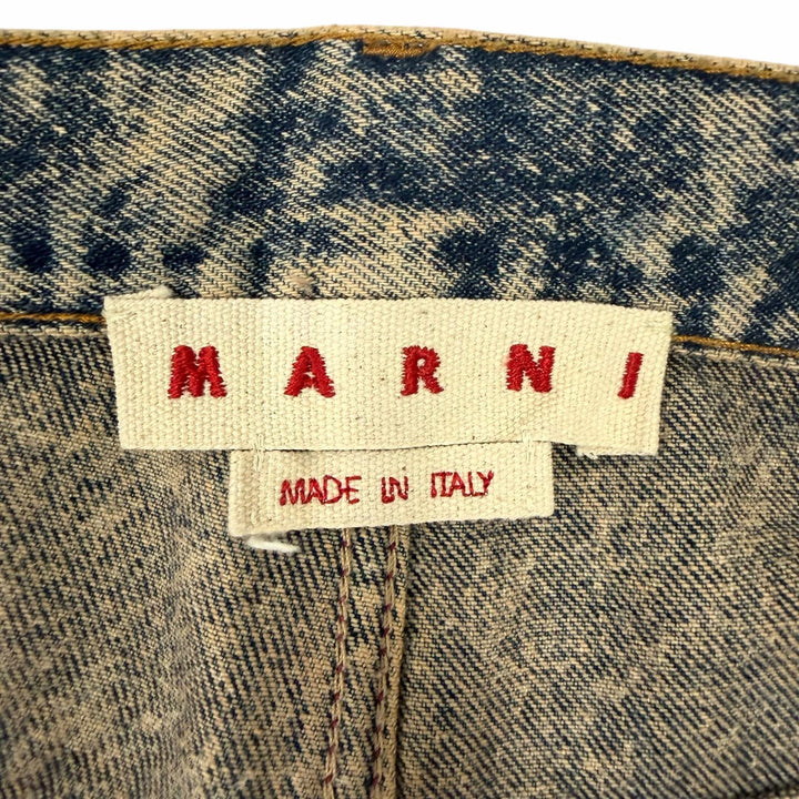 極美品□MARNI マルニ 23AW PUJU0019A0 MARBLE DYED DENIM カットオフ ブーツカットデニムパンツ インディゴブルー 31 イタリア製 正規品