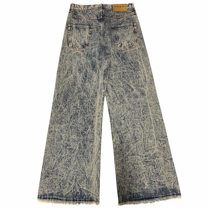 極美品□MARNI マルニ 23AW PUJU0019A0 MARBLE DYED DENIM カットオフ ブーツカットデニムパンツ インディゴブルー 31 イタリア製 正規品