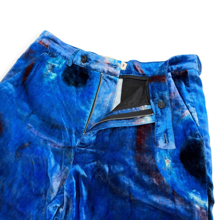 極美品●MARNI Flaminia Veronesi マルニ フラミニアヴェロネージ 23SS PUMU0221U0 VELVET PRINTED TROUSERS シルク パンツ 48 正規品