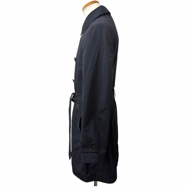 極美品□MOORER ムーレー MELFI-WM ロゴボタン ダブルブレスト スプリングコート トレンチコート ネイビー 50 イタリア製 正規品 メンズ
