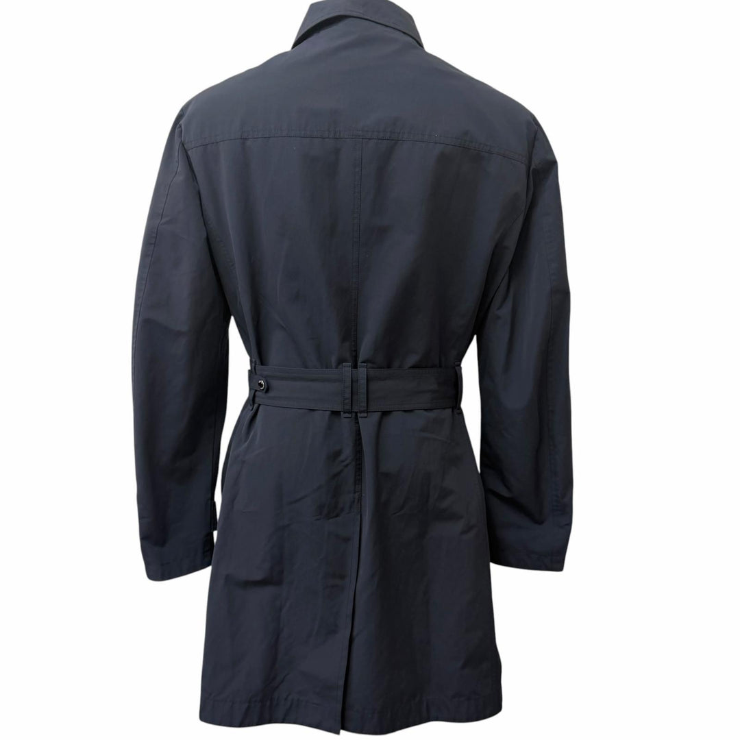 極美品□MOORER ムーレー MELFI-WM ロゴボタン ダブルブレスト スプリングコート トレンチコート ネイビー 50 イタリア製 正規品 メンズ