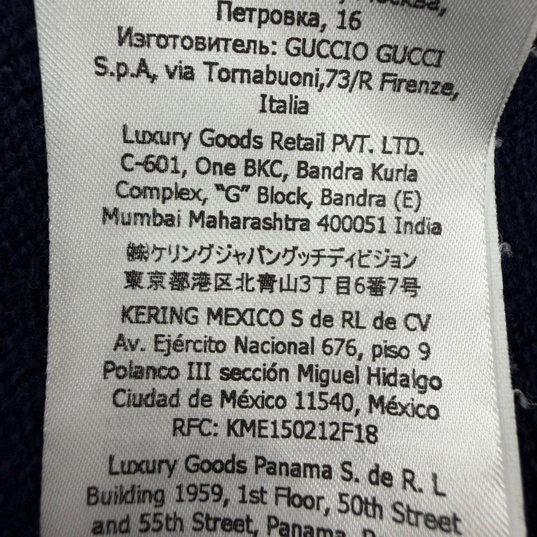 美品☆GUCCI グッチ 749065 カシミヤ100％ ホースビット 長袖 Vネック ニット ワンピース ネイビー XS イタリア製 正規品 レディース