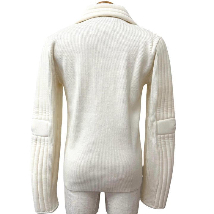 極美品□Maison Margiela 10 メゾンマルジェラ10 S30HB0033 ウール100％ 中綿入り ニットジャケット アイボリー M ルーマニア製 正規品