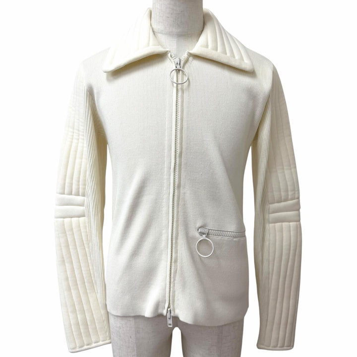極美品□Maison Margiela 10 メゾンマルジェラ10 S30HB0033 ウール100％ 中綿入り ニットジャケット アイボリー M ルーマニア製 正規品