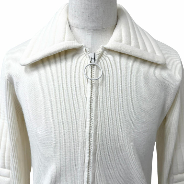極美品□Maison Margiela 10 メゾンマルジェラ10 S30HB0033 ウール100％ 中綿入り ニットジャケット アイボリー M ルーマニア製 正規品