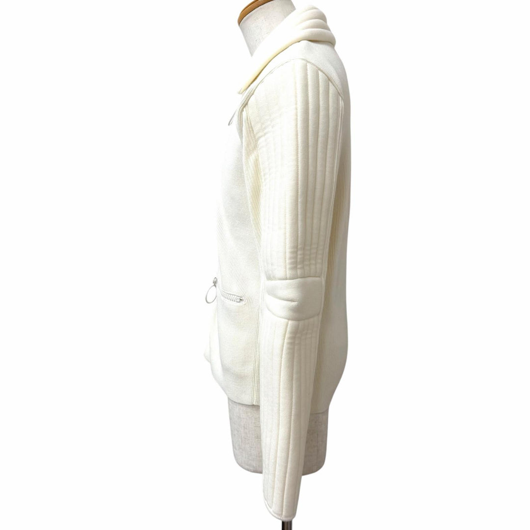 極美品□Maison Margiela 10 メゾンマルジェラ10 S30HB0033 ウール100％ 中綿入り ニットジャケット アイボリー M ルーマニア製 正規品