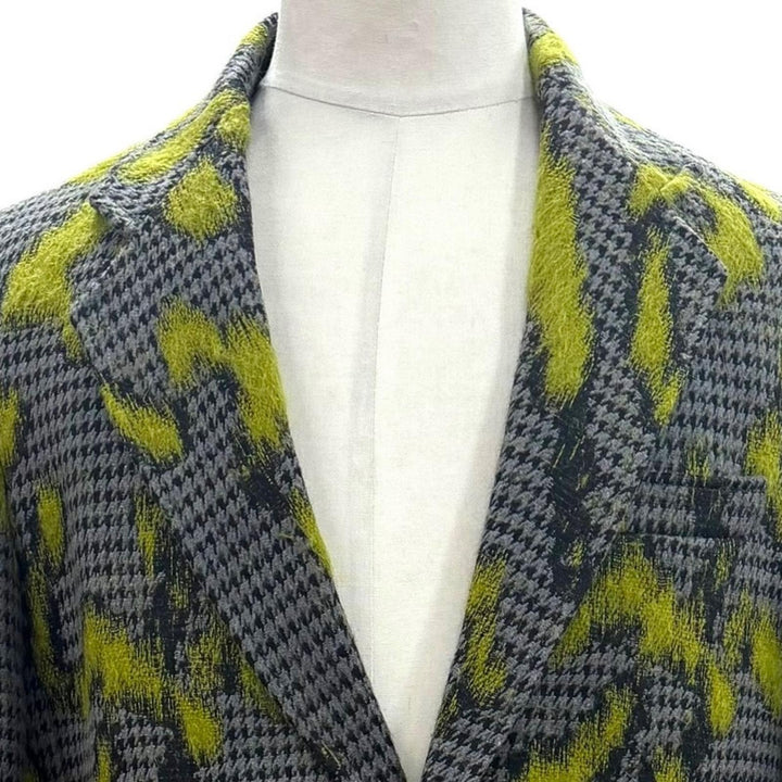 極美品▼Maison Margiela 14 メゾンマルジェラ14 S30AA0083 シルク混 千鳥格子柄 シングル チェスターコート グレー 46 正規品 メンズ