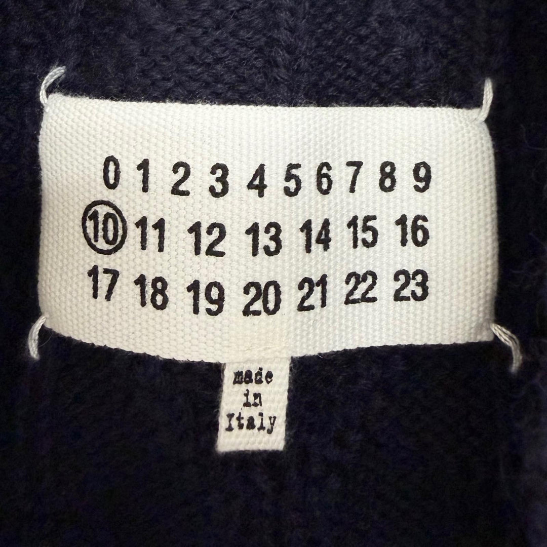 極美品□Maison Margiela 10 メゾンマルジェラ10 S30GP0318 ウール ダメージ加工 Vネック ニットベスト ネイビー M イタリア製 正規品
