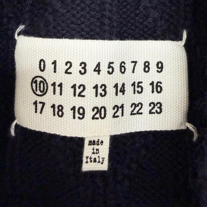極美品□Maison Margiela 10 メゾンマルジェラ10 S30GP0318 ウール ダメージ加工 Vネック ニットベスト ネイビー M イタリア製 正規品