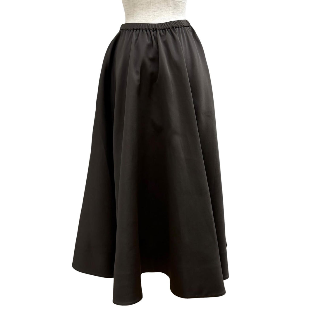 極美品★VALENTINO ヴァレンティノ 2B0RA9V56D1 シルク混 ハイウエスト フレア ロングスカート ブラウン 38 イタリア製 正規品