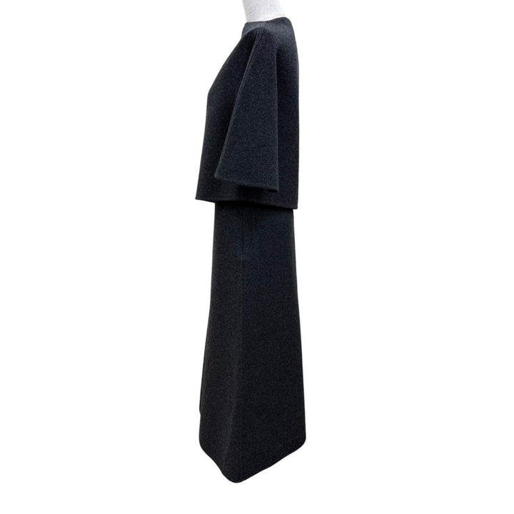 極美品☆THE ROW ザロウ 8405-W1439/8469-W1439 ウール カシミヤ混 トップス・スカート セットアップ グレー 2 イタリア製 正規品