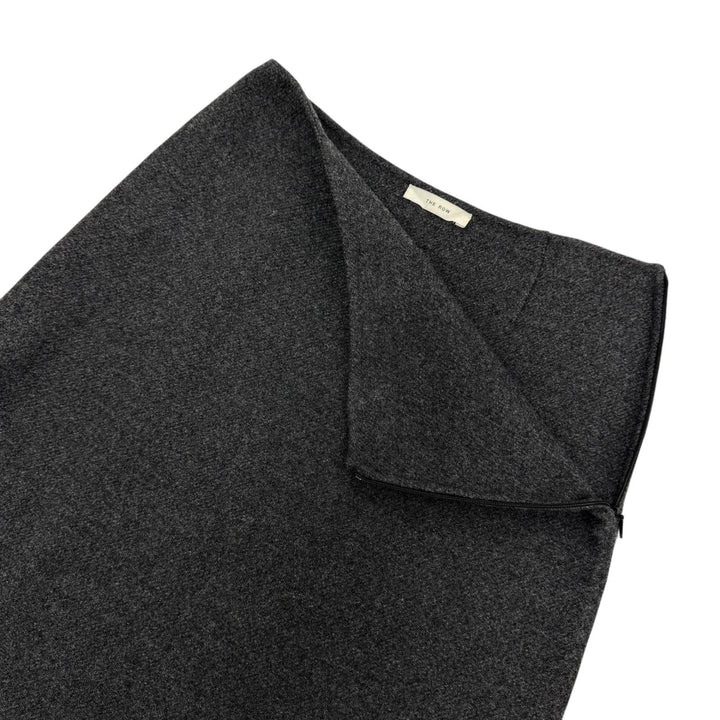 極美品☆THE ROW ザロウ 8405-W1439/8469-W1439 ウール カシミヤ混 トップス・スカート セットアップ グレー 2 イタリア製 正規品