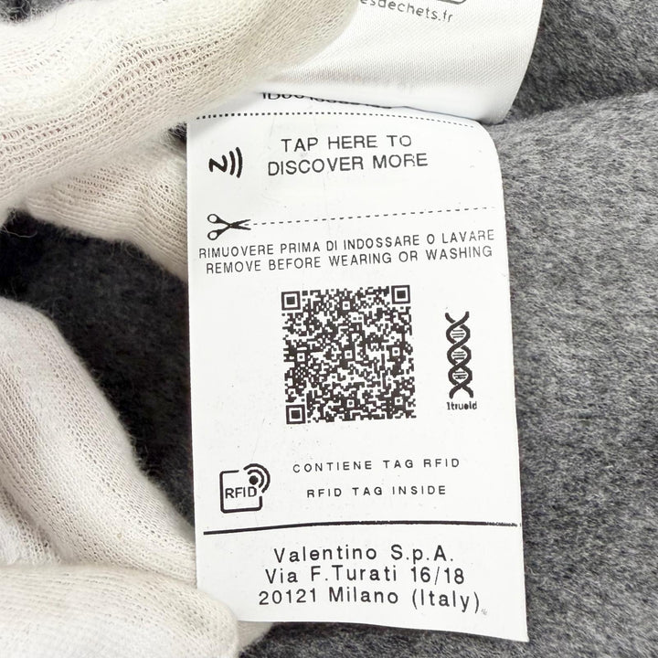 極美品△VALENTINO ヴァレンティノ 24AW 5B3CA768MA ウール カシミヤ 裏地ロゴ総柄 リボン ロングコート グレー 40 正規品 定価836000円