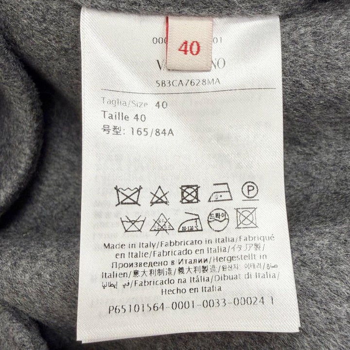 極美品△VALENTINO ヴァレンティノ 24AW 5B3CA768MA ウール カシミヤ 裏地ロゴ総柄 リボン ロングコート グレー 40 正規品 定価836000円