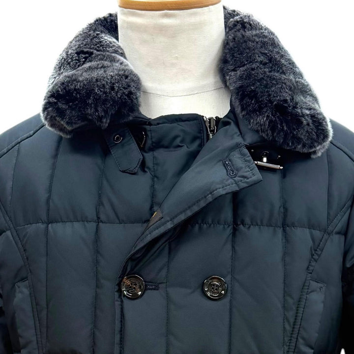 極美品▼MOORER ムーレー SIRO-KM ファー付き WZIPUP ダウンジャケット グレー 46 イタリア製 正規品 メンズ ガーメント・ハンガー付き