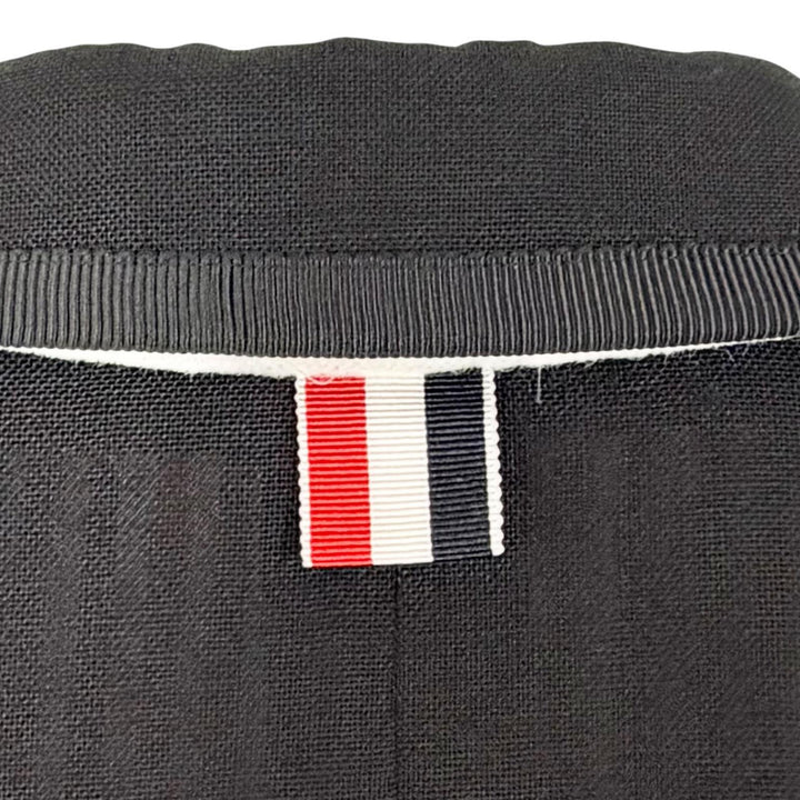極美品△THOM BROWNE トムブラウン FOC320B ウール100％ 裏地トリコロールストライプ シングル ロング コート ブラック 40 伊製 正規品