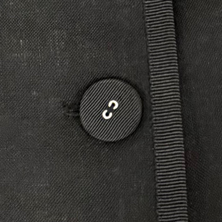 極美品△THOM BROWNE トムブラウン FOC320B ウール100％ 裏地トリコロールストライプ シングル ロング コート ブラック 40 伊製 正規品