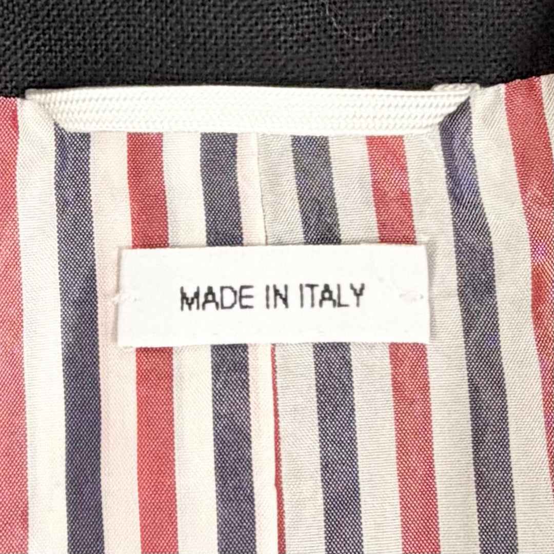 極美品△THOM BROWNE トムブラウン FOC320B ウール100％ 裏地トリコロールストライプ シングル ロング コート ブラック 40 伊製 正規品