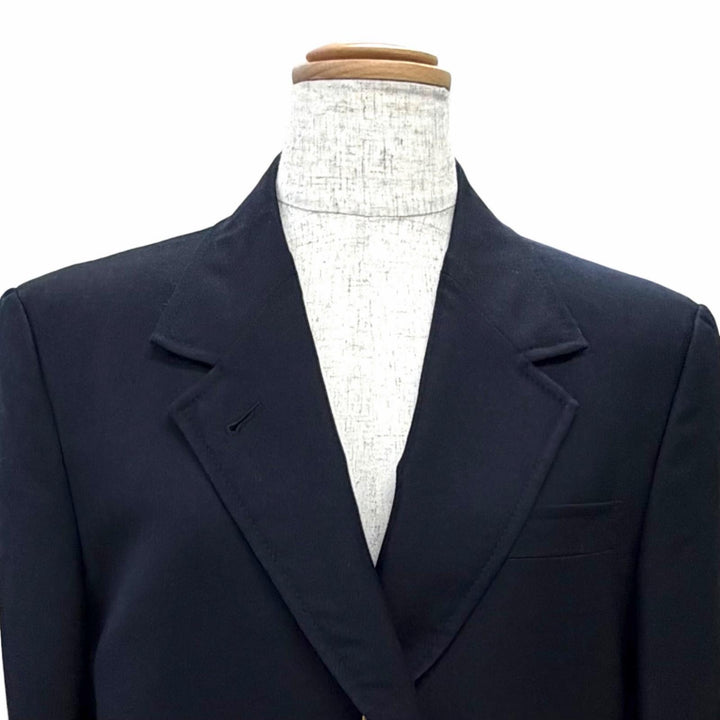 極美品△THOM BROWNE トムブラウン FOC320A ソリッド シェットランド ワイドラペル オーバーコート ウール アンカー金ボタン ネイビー 40