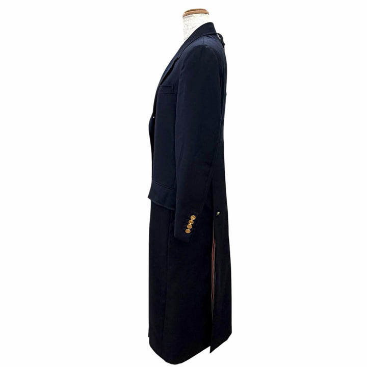 極美品△THOM BROWNE トムブラウン FOC320A ソリッド シェットランド ワイドラペル オーバーコート ウール アンカー金ボタン ネイビー 40