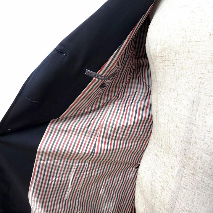 極美品△THOM BROWNE トムブラウン FOC320A ソリッド シェットランド ワイドラペル オーバーコート ウール アンカー金ボタン ネイビー 40