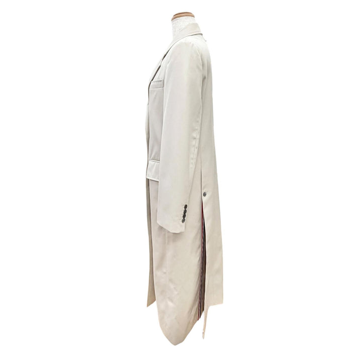極美品△THOM BROWNE トムブラウン FOC776A 裏地トリコロールストライプ シングル ロング コート ベージュ 40 伊製 正規品 レディース