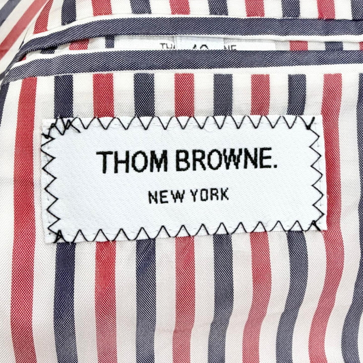 極美品△THOM BROWNE トムブラウン FOC776A 裏地トリコロールストライプ シングル ロング コート ベージュ 40 伊製 正規品 レディース