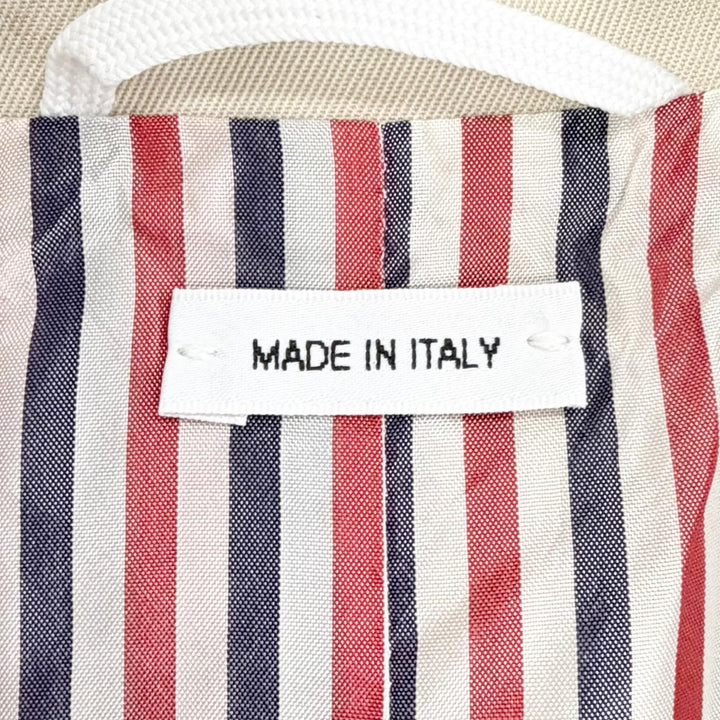 極美品△THOM BROWNE トムブラウン FOC776A 裏地トリコロールストライプ シングル ロング コート ベージュ 40 伊製 正規品 レディース