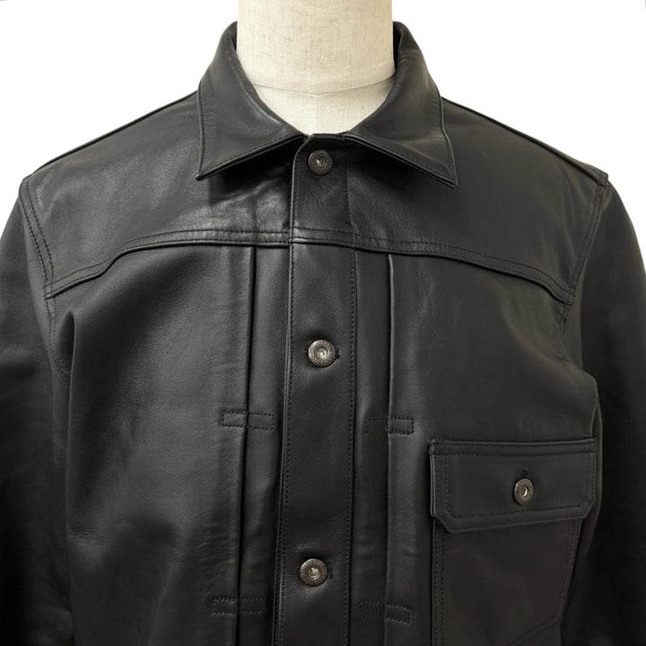 極美品□schott ショット 782-3950128 1st TRACKER JACKET 羊革 ラムレザージャケット トラッカージャケット ブラック L 正規品 メンズ