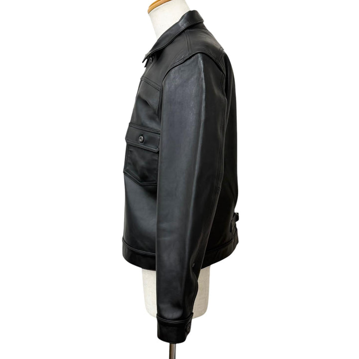 極美品□schott ショット 782-3950128 1st TRACKER JACKET 羊革 ラムレザージャケット トラッカージャケット ブラック L 正規品 メンズ