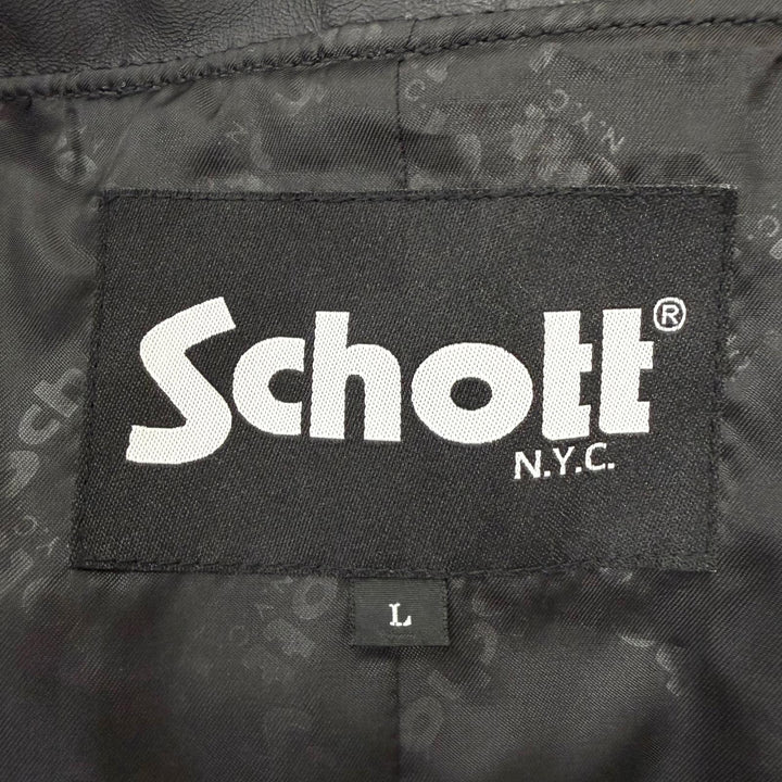 極美品□schott ショット 782-3950128 1st TRACKER JACKET 羊革 ラムレザージャケット トラッカージャケット ブラック L 正規品 メンズ