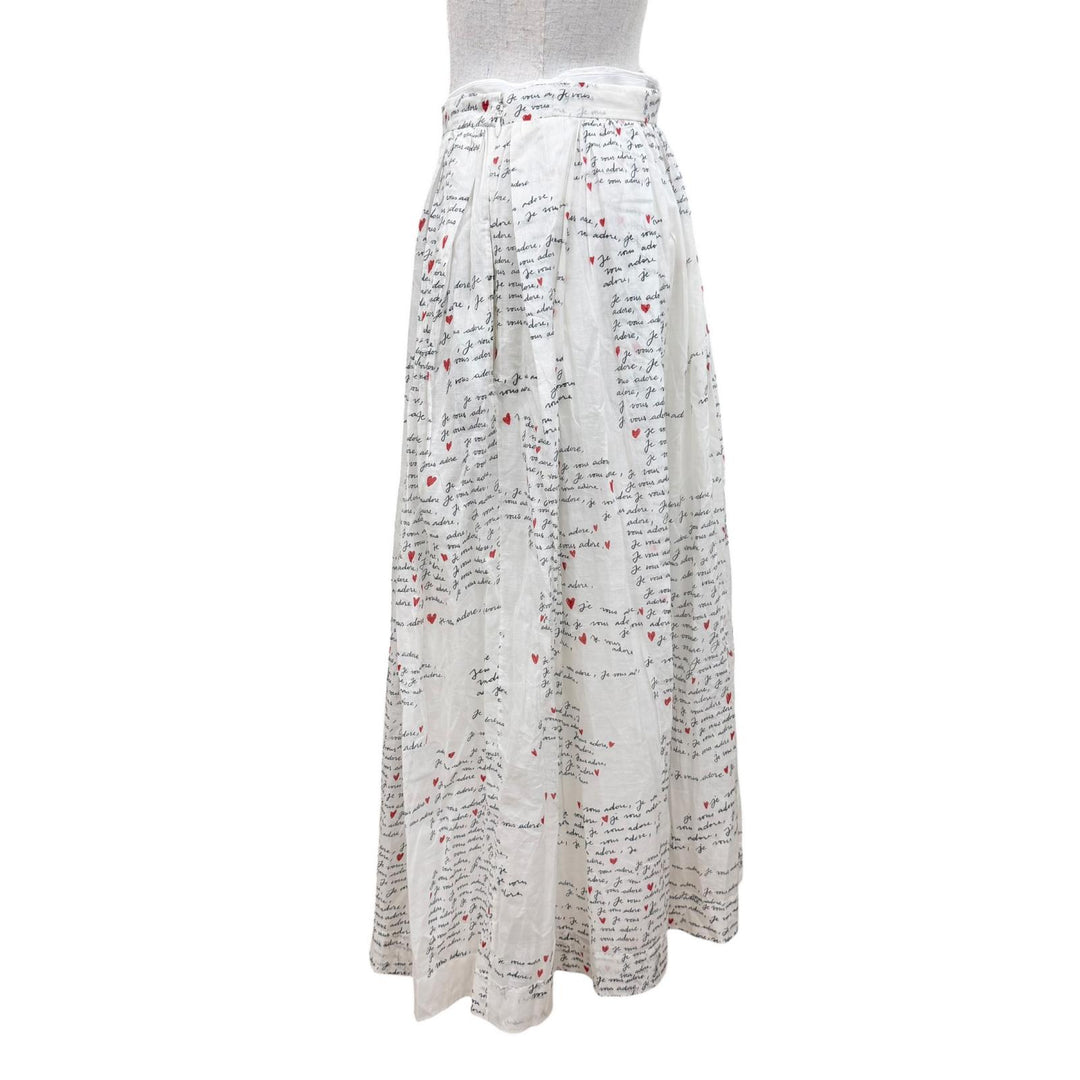 極美品☆Christian Dior クリスチャンディオール 441J90A3851 Dioramour Je Vous Adore ロング丈 フレアスカート ホワイト 38 正規品