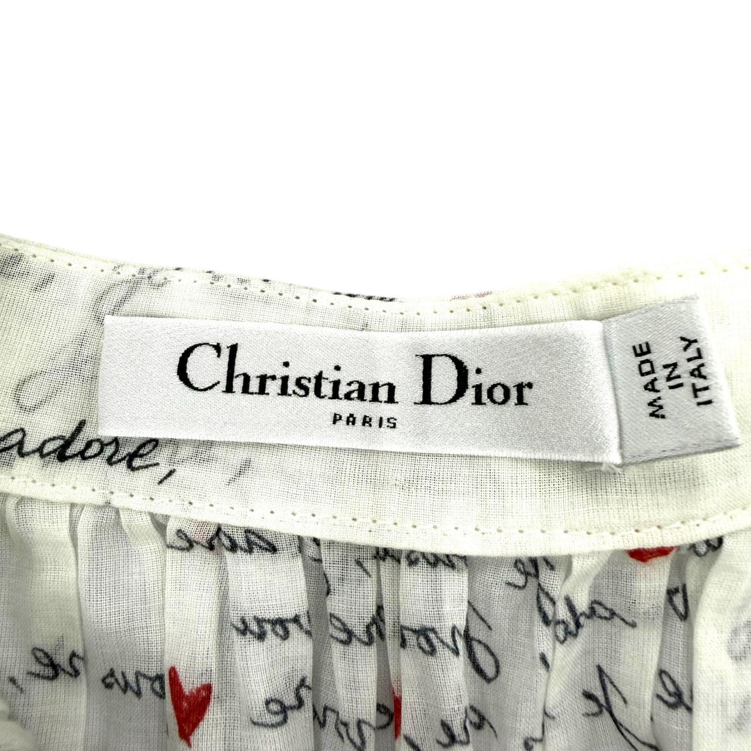 極美品☆Christian Dior クリスチャンディオール 441J90A3851 Dioramour Je Vous Adore ロング丈 フレアスカート ホワイト 38 正規品