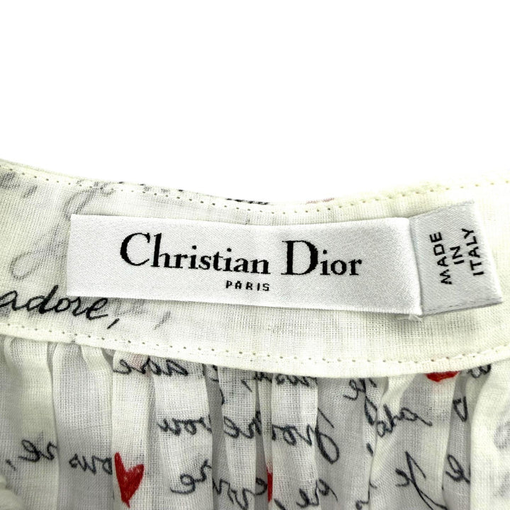 極美品☆Christian Dior クリスチャンディオール 441J90A3851 Dioramour Je Vous Adore ロング丈 フレアスカート ホワイト 38 正規品